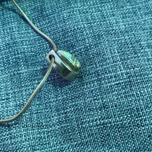Sterling Silver Necklace and Opal Teardrop Pendant - Picture 10 of 17
